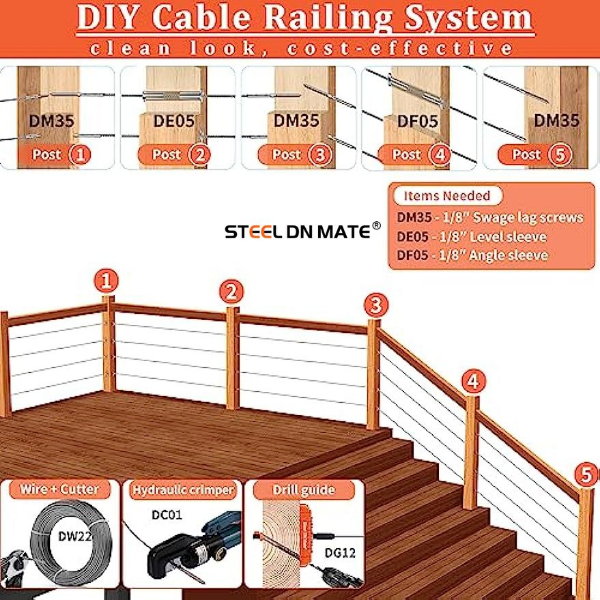 Steel DN Mate 45 30 90 Degree Angle 4 Sizes Drill Jig for Angled Holes/Straight Holes, Drill Guide for Cable Railing Lag Screw Wood Post, Durable Aluminum Drilling Jig for Deck Stair Handrail DG12