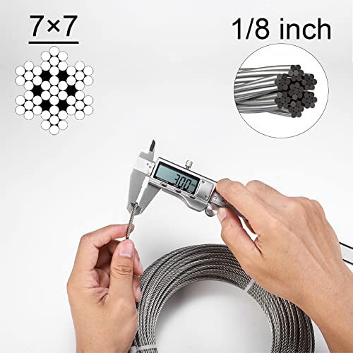 Steel DN Mate 1/8 Stainless Steel Cable 400 FT for Steel Cable Railing Kit, T304 Stainless Steel Wire, 1800 lb Breaking Strength, 7x7 Strands Construction Cable Railing System, Wire Cable DS04