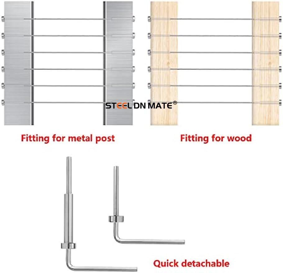 Steel DN Mate 1/8" Cable Railing kit Invisible, 20 Pairs Turnbuckle Kit T316 Stainless Steel Cable Railing Hardware, for Deck Stair Wood & Metal Post Cable Railing System DB20