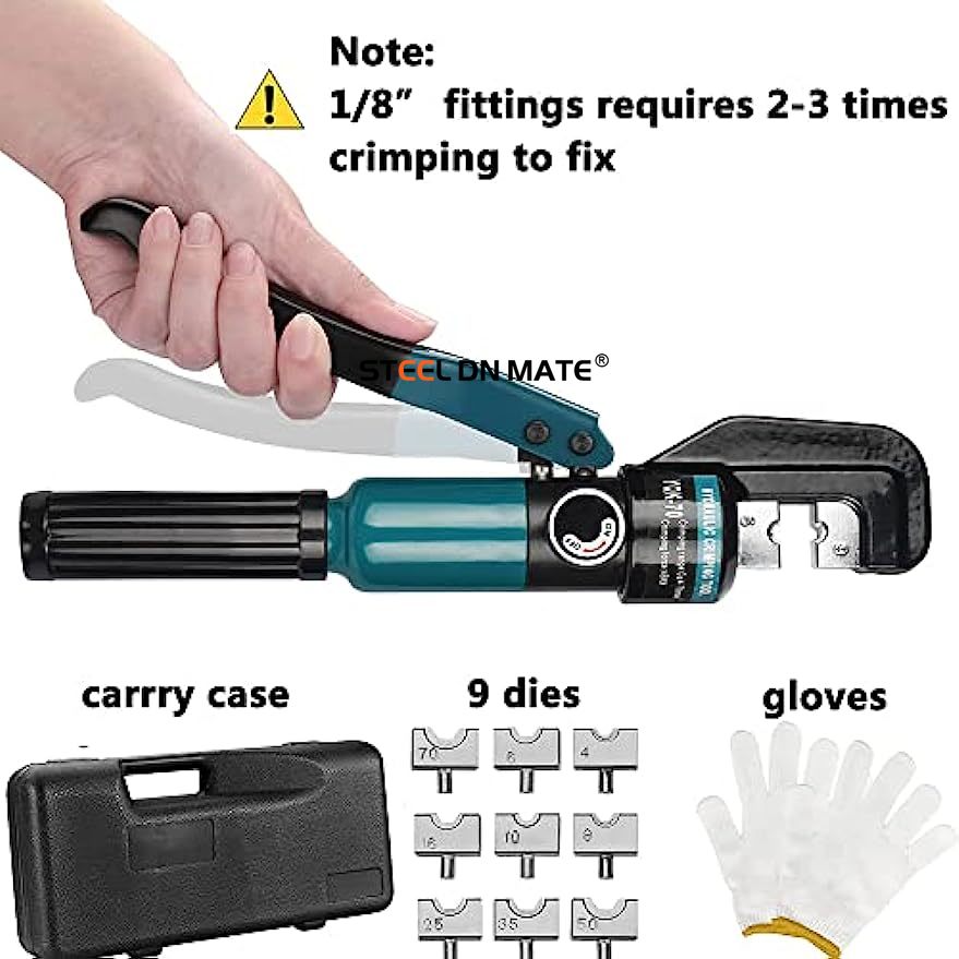 Steel DN Mate Hydraulic Crimping Tool/Hydraulic Crimper with Dies for Stainless Steel Cable Railing Hardware,Battery Cable Crimping Tool DC01