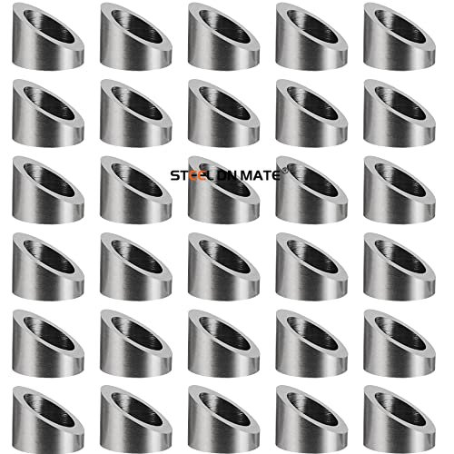 Steel DN Mate 30 Degree Angle Beveled Washer for 3/8" Cable Railing Kit/Hardware, T316 Stainless Steel Marine Grade Wood/Metal/Aluminum Posts, DIY Balustrade 30 PCS DX10