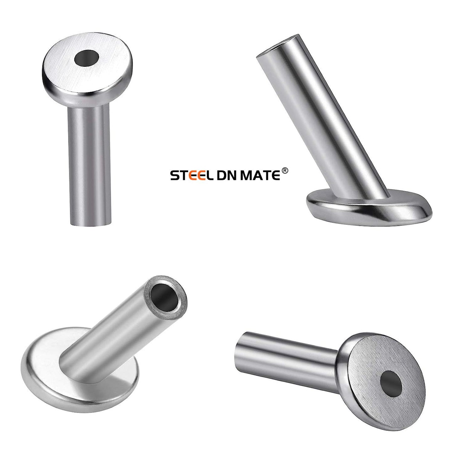 Steel DN Mate 30 Pack T316 Marine Grade Stainless Steel 30 Degree Angle Beveled Protector Sleeves, Wood Post Protector Sleeve for 1/8" Deck Cable Railing kit with a Drill Bit, DIY Balustrade DT03