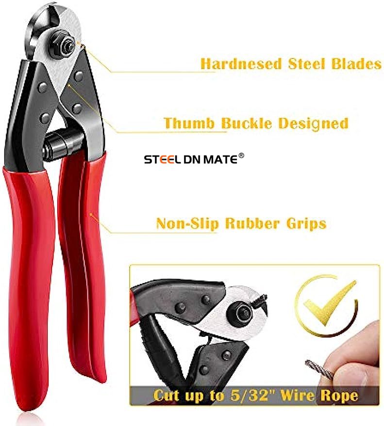 Steel DN Mate Hydraulic Crimping Tool/Hydraulic Crimper with Cable Cuttter for Stainless Steel Cable Railing Hardware,Battery Cable Crimping Tool for Size 1/8", 5/32" to 3/16" DC02