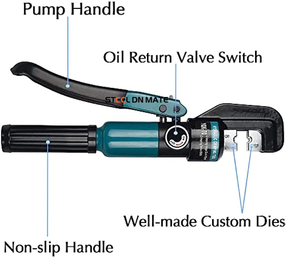 Steel DN Mate Hydraulic Crimping Tool/Hydraulic Crimper with Cable Cuttter for Stainless Steel Cable Railing Hardware,Battery Cable Crimping Tool for Size 1/8", 5/32" to 3/16" DC02